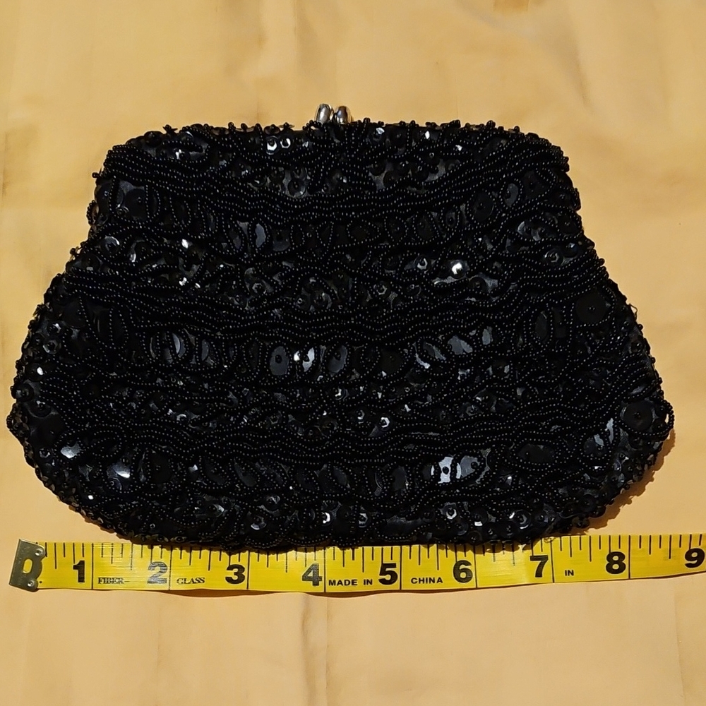 Vintage Beaded Black Clutch Evening Bag